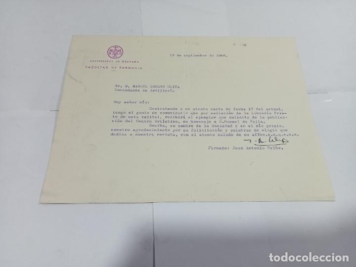 Commercial Letters: UNIVERSIDAD DE GRANADA. FACULTAD DE FARMACIA. 1968. CONTESTACI&Oacute;N AFIRMATIVA A PETICI&Oacute;N DE LIBRO
