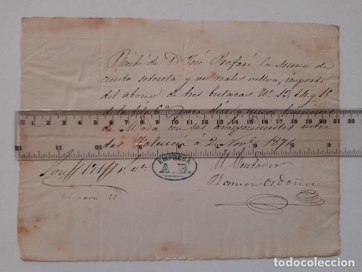 Commercial Letters: Recibo por el pago de un abono de tres butacas de teatro principal de Valencia a&ntilde;o 1871