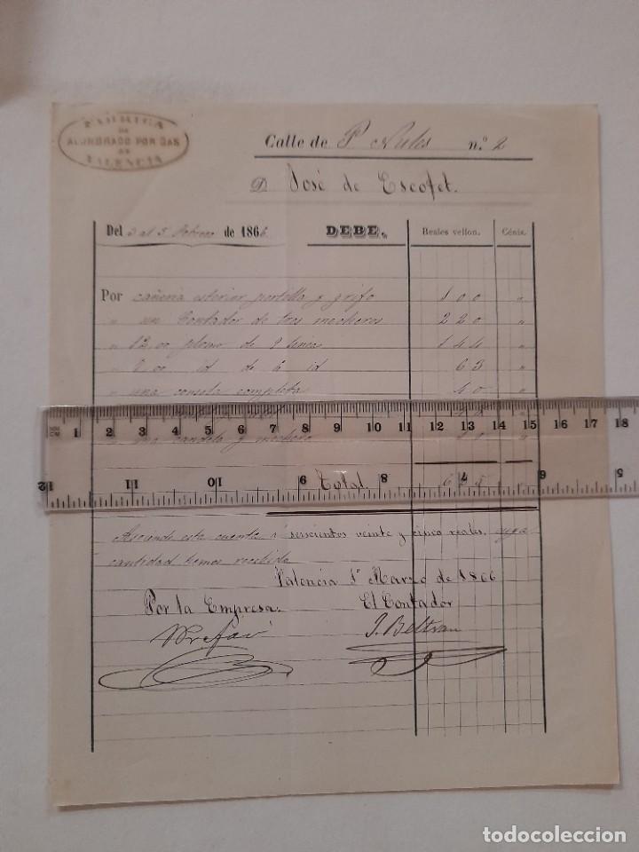 Commercial Letters: Factura de instalaci&oacute;n de gas de una casa de la plaza Nules de Valencia a&ntilde;o 1866