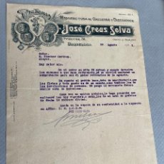 Lettere commerciali: ANTIGUA CARTA COMERCIAL JOSÉ CREUS. GALLETAS. BARCELONA. AÑO 1921 (F00071) @