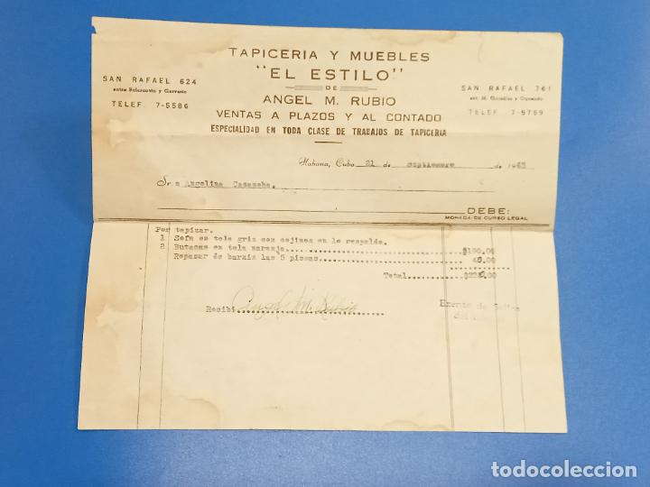 Lettres commerciales: CARTA COMERCIAL. TAPICERIA Y MUEBLES EL ESTILO. ANGEL M.RUBIO. HABANA, CUBA. 1965