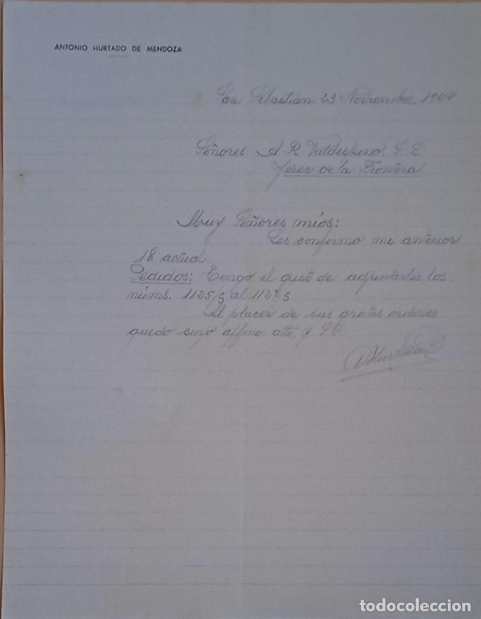 Lettres commerciales: CARTA COMERCIAL. ANTONIO HURTADO DE MENDOZA. SAN SEBASTIAN. 1944.