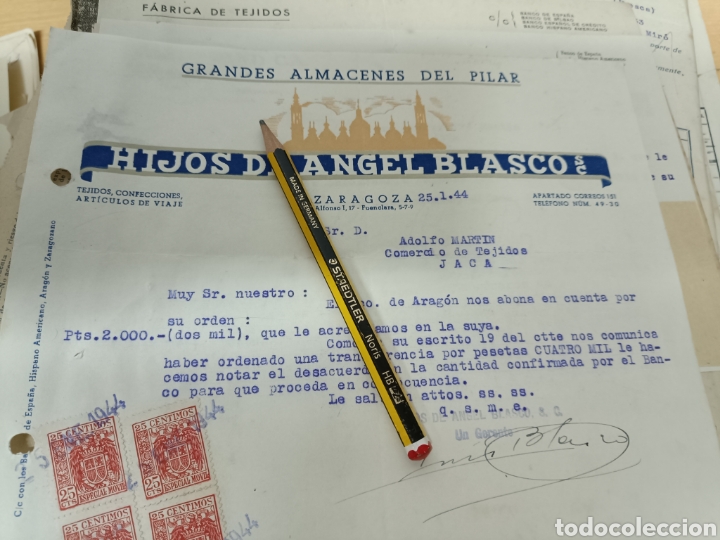 Gesch&auml;ftsbriefe: Grandes almacenes del Pilar hijos de &Aacute;ngel Blasco Zaragoza 1944