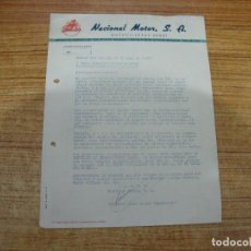 Cartas comerciales: CARTA COMERCIAL NACIONAL MOTOR DERBI 1957