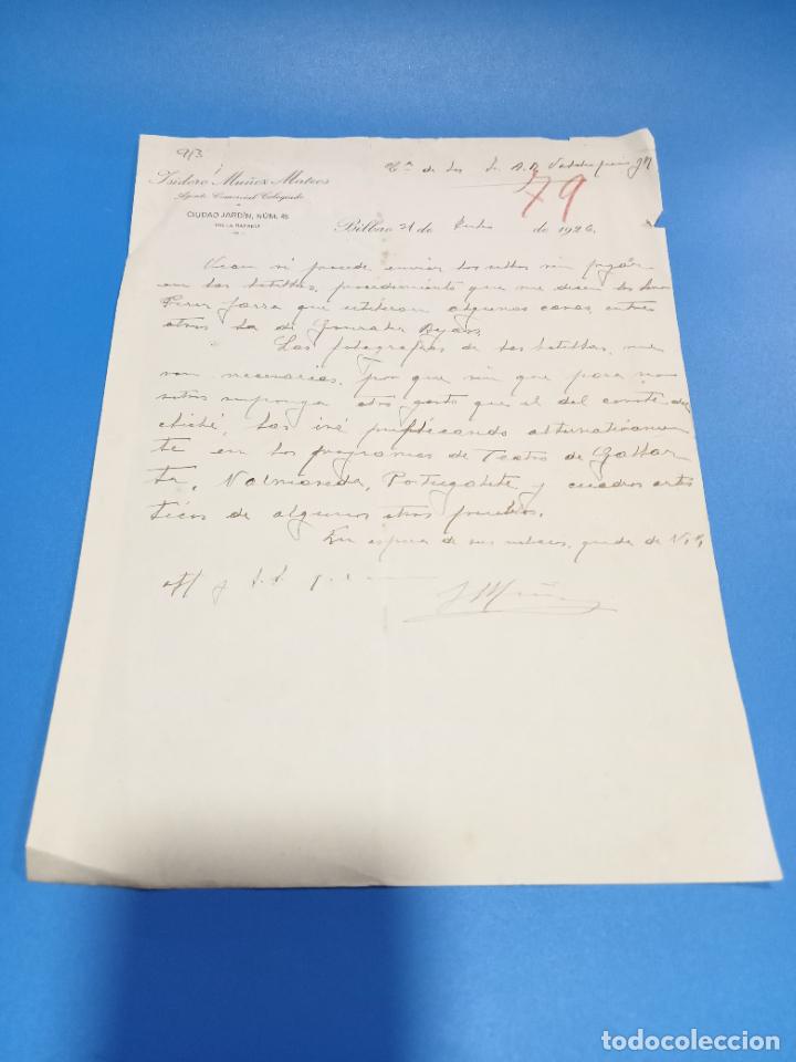 Lettres commerciales: CARTA COMERCIAL. ISIDORO MU&Ntilde;OZ MATEOS. 1926. BILBAO. AGENTE COMERCIAL COLEGIADO