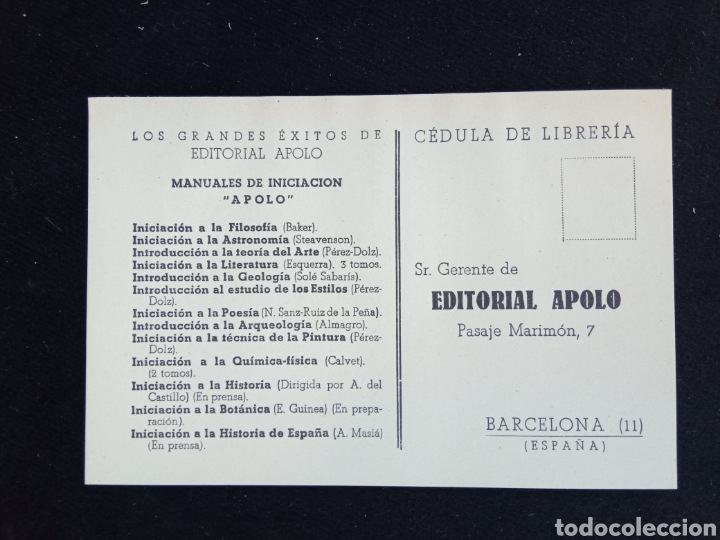 Lettres commerciales: CEDULA DE LIBRERIA,a&ntilde;o194?