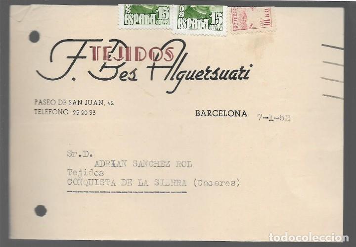 Cartas comerciales: BARCELONA-CARTA COMERCIAL-TEJIDOS F.BES ALGUERSUARI- VER FOTOS