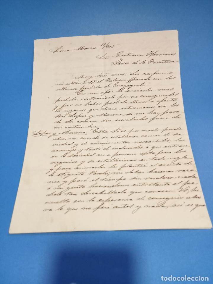 Lettres commerciales: CARTA COMERCIAL. LUIS LOPEZ ABAD. LIMA 1905. CON 5 HOJAS. VER