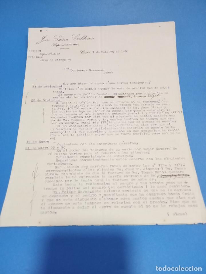 Lettres commerciales: CARTA COMERCIAL. JOS&Eacute; SAURA CALDER&Oacute;N. REPRESENTACIONES. CEUTA. 1925. CON 2 HOJAS. VER