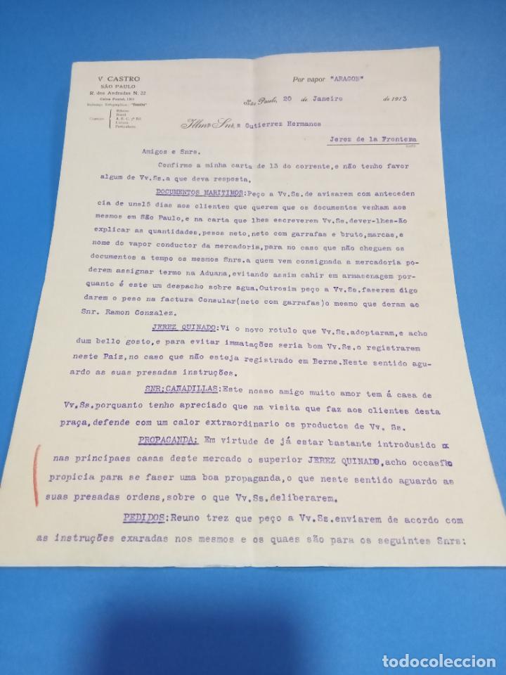 Lettres commerciales: CARTA COMERCIAL. V.CASTRO. SAO PAULO, BRASIL. 1912. CON 2 HOJAS. VER