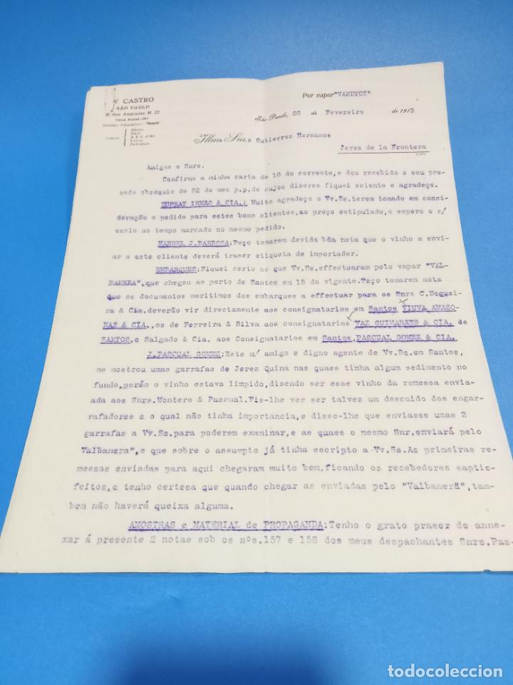 Gesch&auml;ftsbriefe: CARTA COMERCIAL. V.CASTRO. SAO PAULO, BRASIL. 1913. CON 2 HOJAS. VER