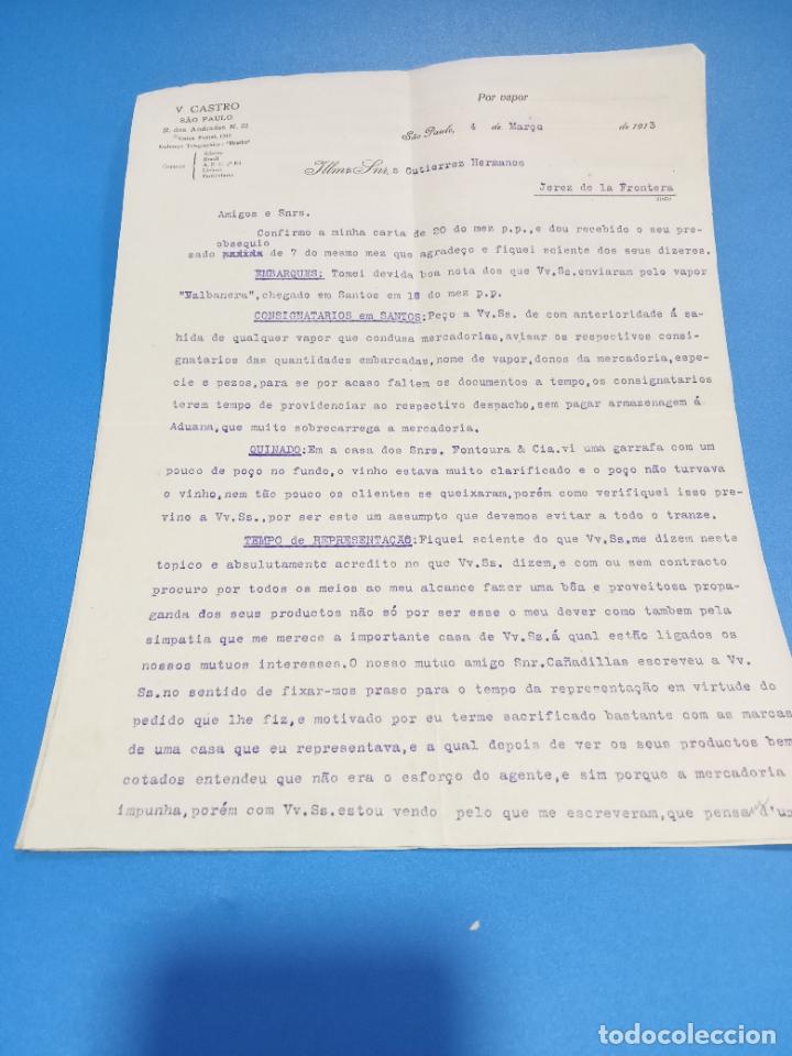 Gesch&auml;ftsbriefe: CARTA COMERCIAL. V.CASTRO. SAO PAULO, BRASIL. 1913. CON 2 HOJAS. VER