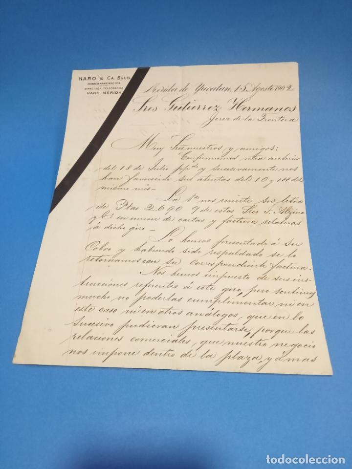 Gesch&auml;ftsbriefe: CARTA COMERCIAL HARO & CA. SUCS. HARO, MERIDA DE YUCATAN. MEXICO. 1902. CON 2 HOJAS