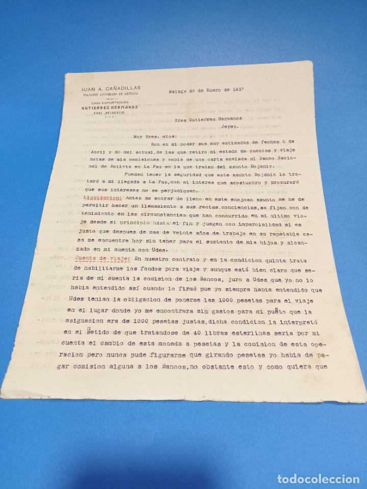 Gesch&auml;ftsbriefe: CARTA COMERCIAL. JUAN ANTONIO CA&Ntilde;ADILLA. AGENTE GUTIERREZ HNOS. MALAGA. 1917. CON 3 HOJAS