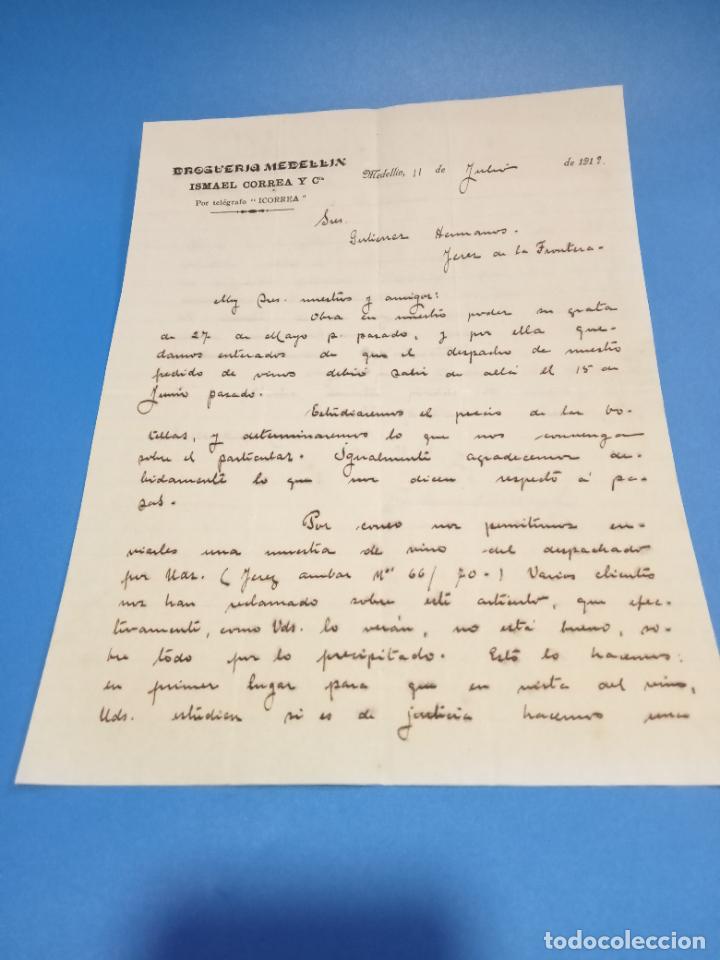 Gesch&auml;ftsbriefe: CARTA COMERCIAL. ISMAEL CORREA Y CIA. DROGUERIA MEDELLIN. COLOMBIA. 1912. CON 2 HOJAS