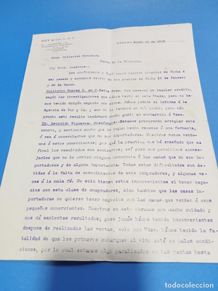 Gesch&auml;ftsbriefe: CARTA COMERCIAL. REY & CO. HABANA, CUBA. 1913. CON 3 HOJAS