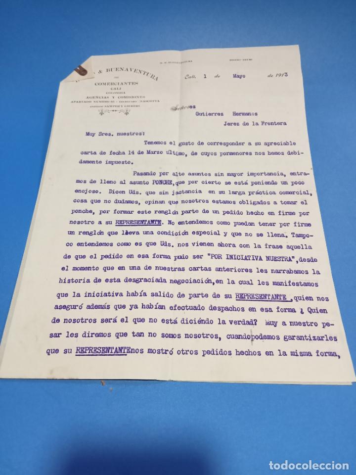 Gesch&auml;ftsbriefe: CARTA COMERCIAL. REYES Y BUENAVENTURA. COMERCIANTES. CALI, COLOMBIA. 1913. CON 2 HOJAS