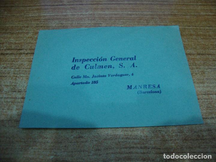 Gesch&auml;ftsbriefe: SOBRE COMERCIAL INSPECCION GENERAL DE CULMEN MANRESA BARCELONA