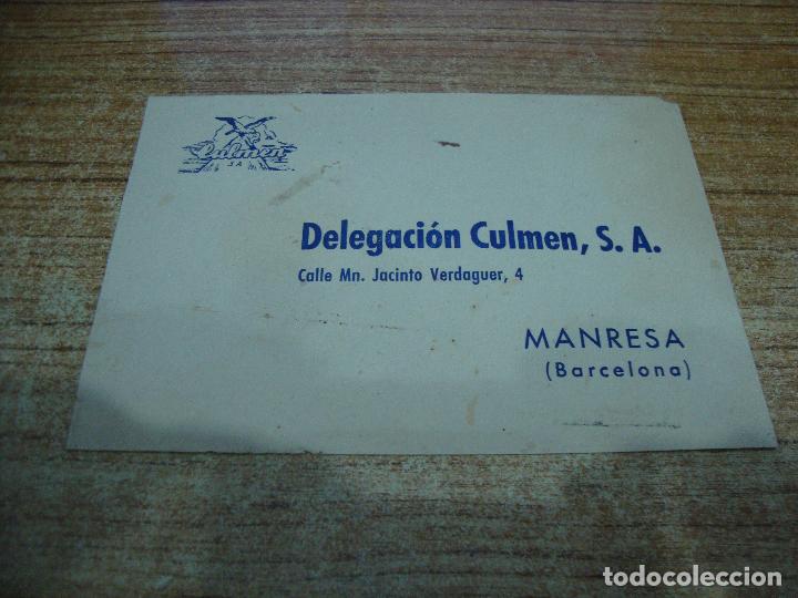 Gesch&auml;ftsbriefe: SOBRE COMERCIAL DELEGACION CULMEN MANRESA BARCELONA