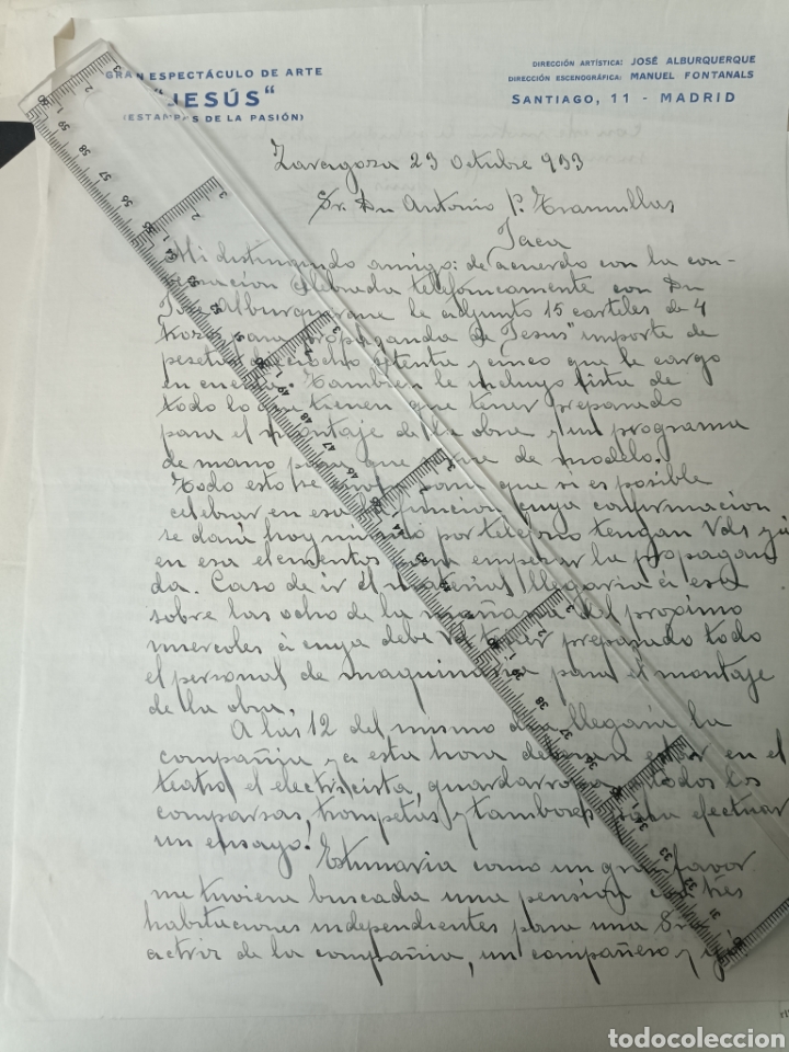 Gesch&auml;ftsbriefe: Gran espect&aacute;culo de arte Jes&uacute;s estampas de la pasi&oacute;n Zaragoza 1933