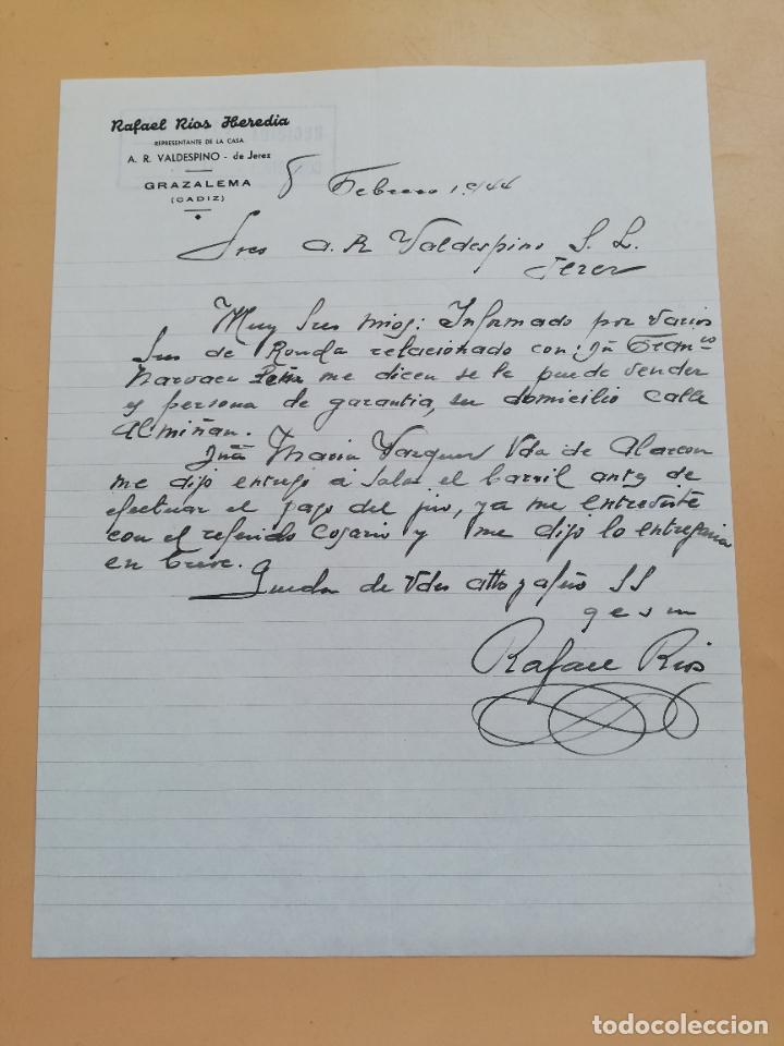 Gesch&auml;ftsbriefe: CARTA COMERCIAL. RAFAEL RIOS HEREDIA. REPRESENTANTE A. R. VALDESPINO. GRAZALEMA, CADIZ. 1944.