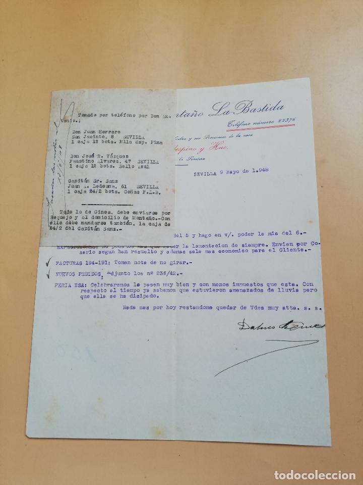 Cartas comerciais: CARTA COMERCIAL. VIUDA DE R. MONTA&Ntilde;O, LA BASTIDA. SEVILLA, 1948.