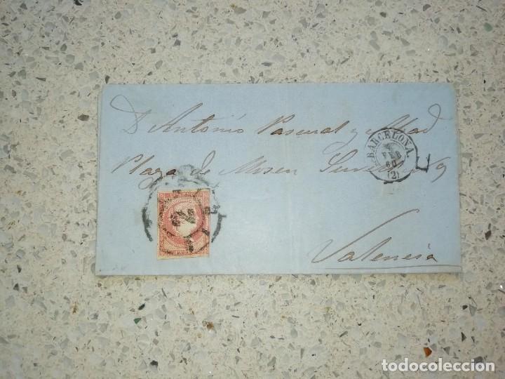 Commercial Letters: Sobre con sello de Isabel II 1860 Barcelona a valencia