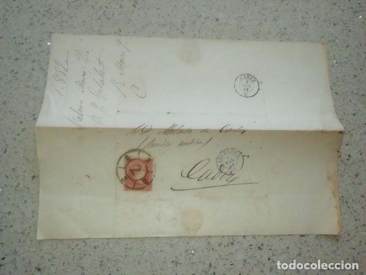 Commercial Letters: Carta de Barcelona a C&aacute;diz 1859 sello Isabel II