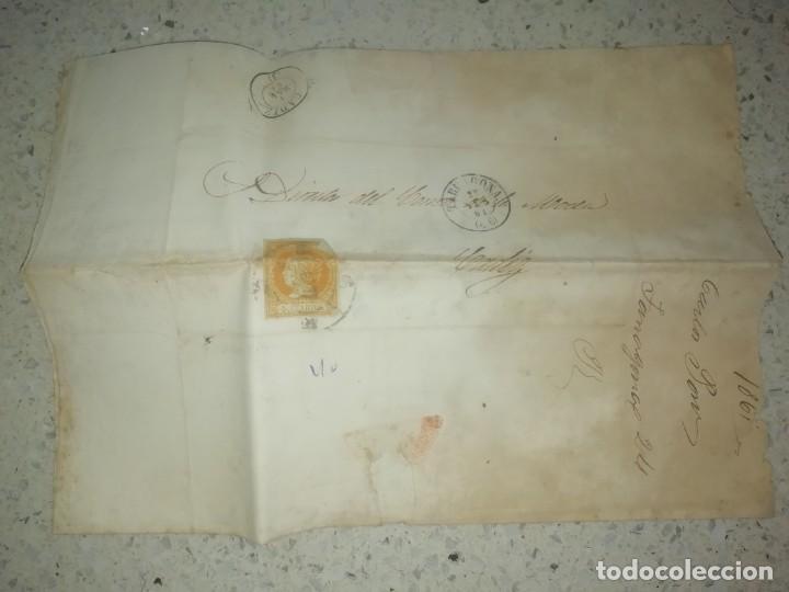 Commercial Letters: Carta envuelta 1861 manuscrita de Tarragona a C&aacute;diz sello Isabel II