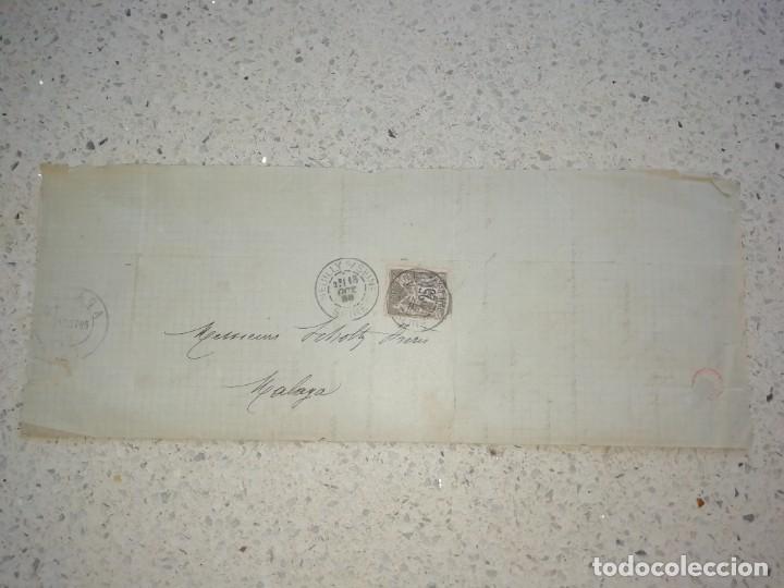 Commercial Letters: Carta manuscrita con sello de Francia de 1885 enviada de Francia a malaga