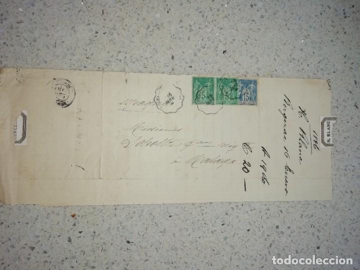 Commercial Letters: Carta manuscrita de 1886 con sellos franceses enviadas de Francia a malaga