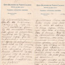 Cartas comerciales: 2 CARTAS MEMBRETE GRAN BALNEARIO DE FUENTE CALIENTE MIRANDA DE EBRO AÑO 1934