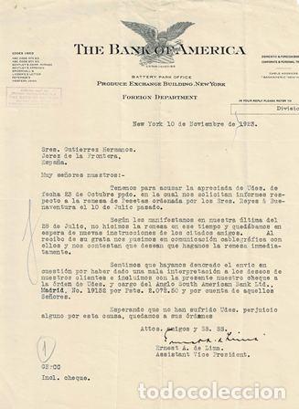 Commercial Letters: CARTA THE BANK OF AMERICA (NEW YORK 10 NOVIEMBRE 1923) CARTACOMERCIAL-05