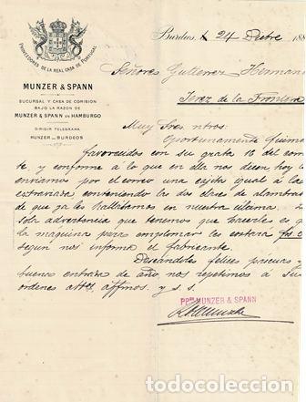 Lettres commerciales: CARTA MUNZER & SPANN (BURDEOS 24 DICIEMBRE 1884) CARTACOMERCIAL-13