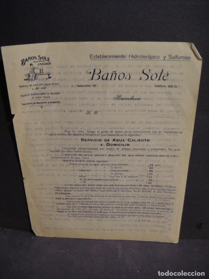 Lettres commerciales: carta comerial , ba&ntilde;os a domicilio sol&eacute; - barcelona a&ntilde;o 1922 - con marca de agua