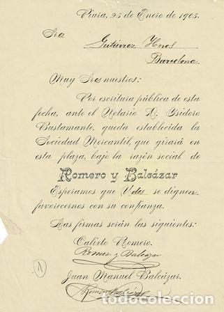 Lettres commerciales: CARTA ROMERO Y BALC&Aacute;ZAR (PIURA 25 ENERO 1905) CARTACOMERCIAL-19