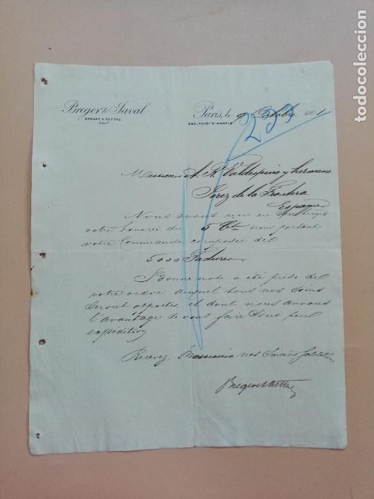 Lettres commerciales: CARTA COMERCIAL. BREGER & JAVAL. PARIS. 1901.