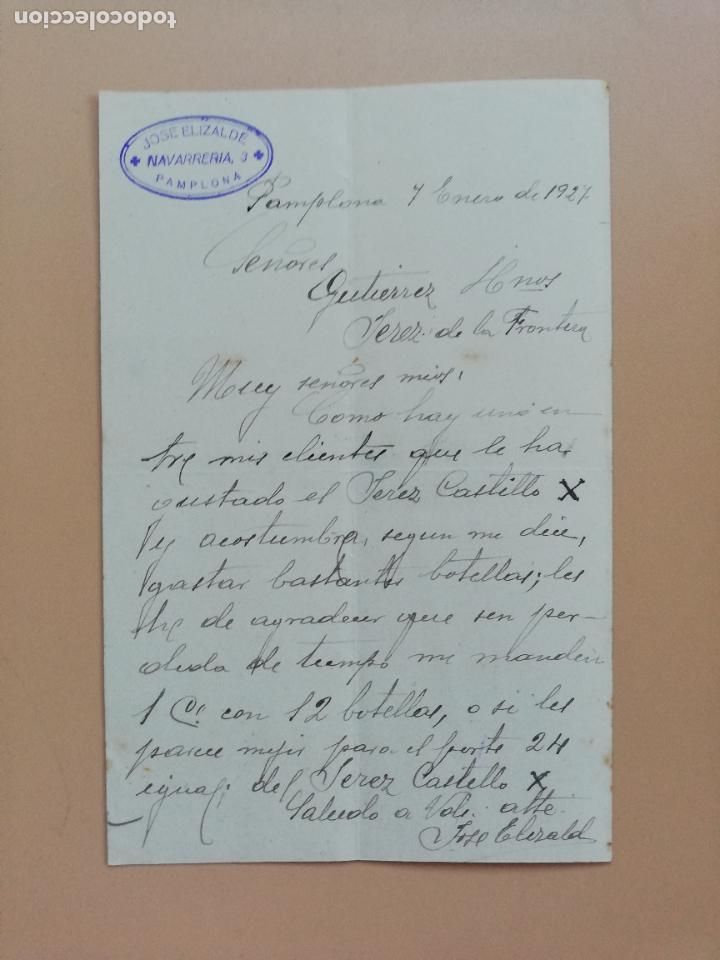 Lettres commerciales: CARTA COMERCIAL. JOSE ELIZALDE. NAVARRERIA. PAMPLONA. 1927.