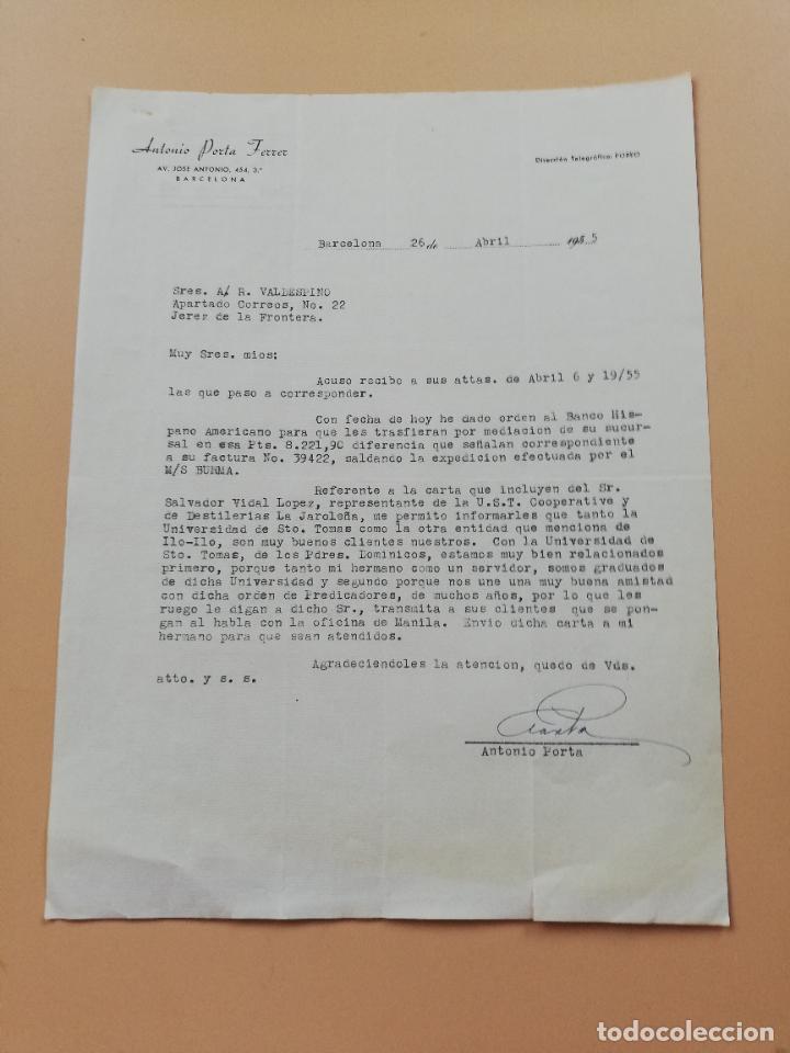 Lettres commerciales: CARTA COMERCIAL. ANTONIO PUERTA FERRER. BARCELONA. 1955.