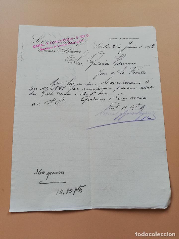 Lettres commerciales: CARTA COMERCIAL. LORENZO RUIZ Y C&ordf;. SEVILLA. 1912.