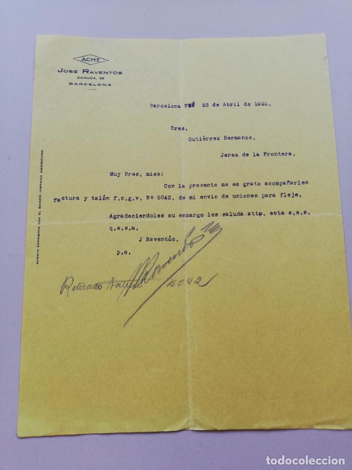 Lettres commerciales: CARTA COMERCIAL. JOSE RAVENTOS. BARCELONA. 1925.