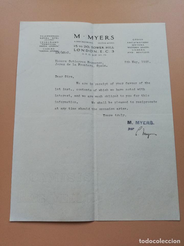 Lettres commerciales: CARTA COMERCIAL. M. MYERS. LONDON. 1925.