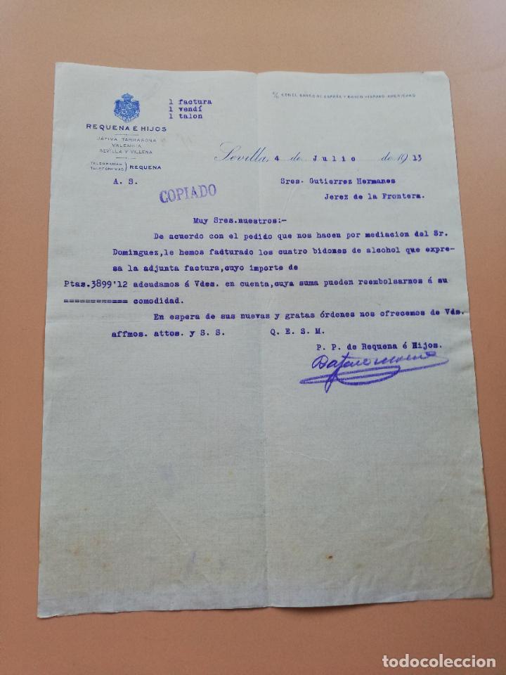 Gesch&auml;ftsbriefe: CARTA COMERCIAL. REQUENA E HIJOS. SEVILLA. 1913.