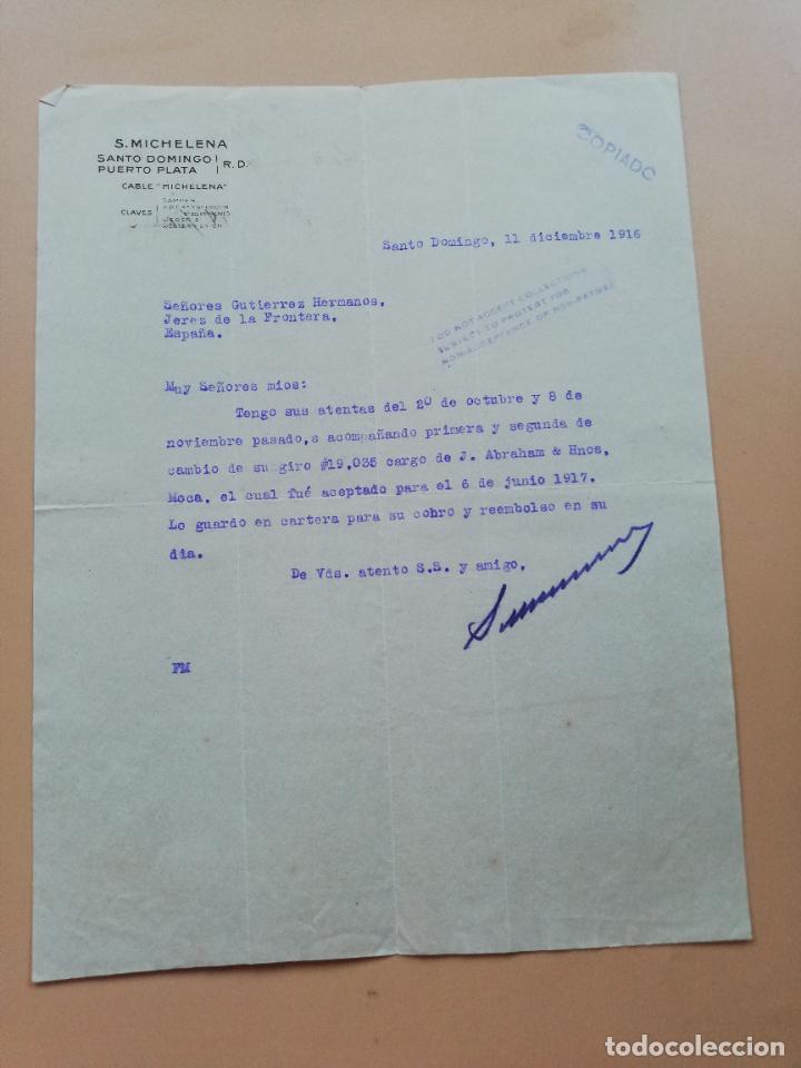 Lettres commerciales: CARTA COMERCIAL. S. MICHELENA. SANTO DOMINGO. 1916.