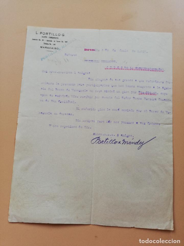 Lettres commerciales: CARTA COMERCIAL. L. PORTILLO G. AGENTE COMISIONISTA. MARACAIBO, VENEZUELA. 1917.