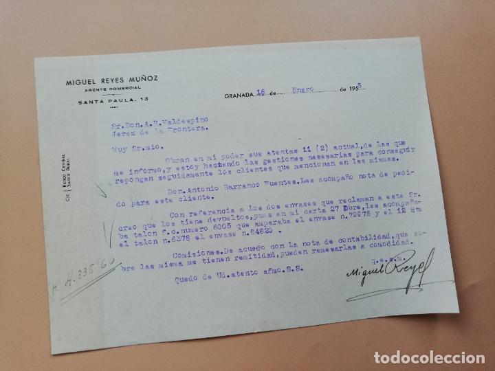 Lettres commerciales: CARTA COMERCIAL. MIGUEL REYES MU&Ntilde;OZ, AGENTE COMERCIAL. GRANADA. 1955.