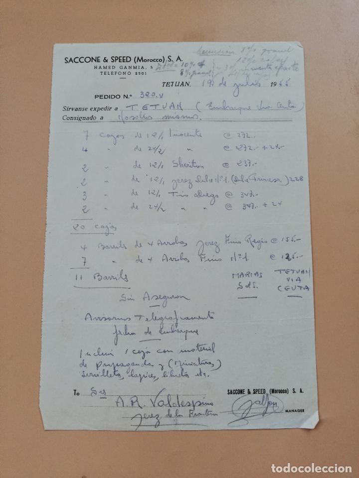 Lettres commerciales: FACTURA. SACCONE & SPEED, MOROCCO, S.A. TETUAN. 1955.