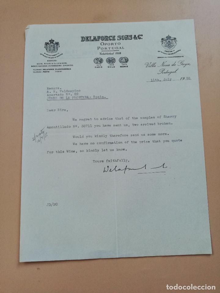 Cartas comerciais: CARTA COMERCIAL. DELAFORCE SONS & C&ordf;. OPORTO, PORTUGAL. 1955.
