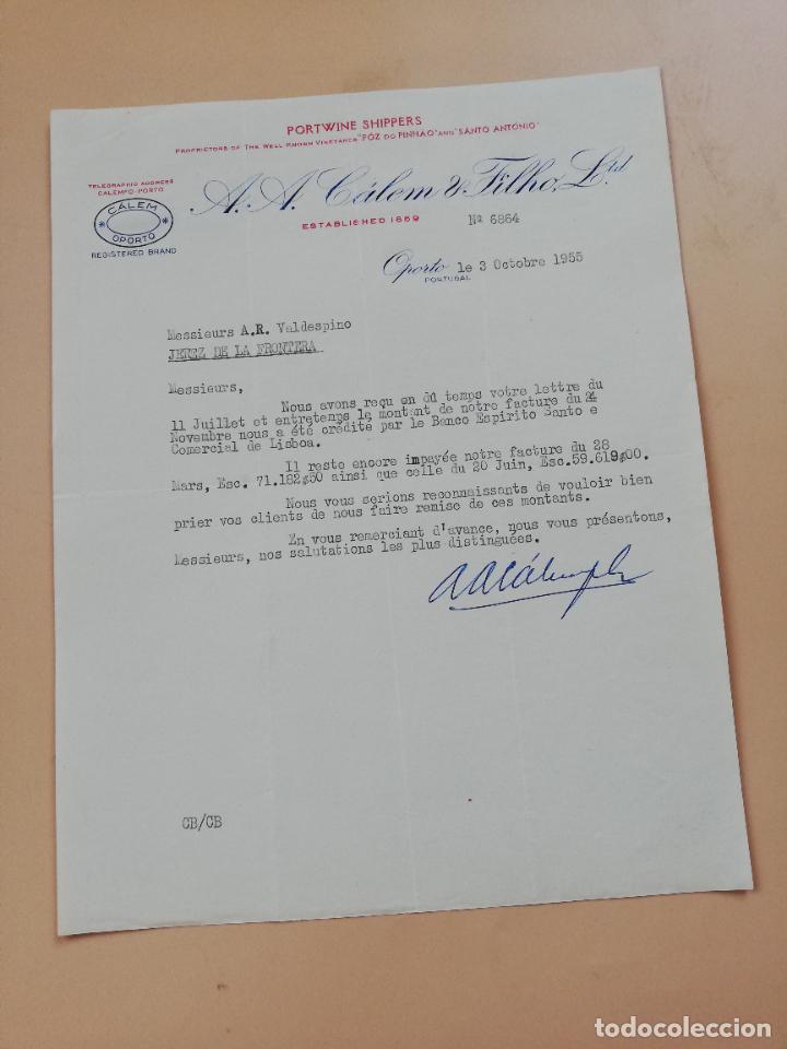 Cartas comerciais: CARTA COMERCIAL. PORTWINE SHIPPERS. A. A. CALEM & FILHO LTD. OPORTO, PORTUGAL. 1955.