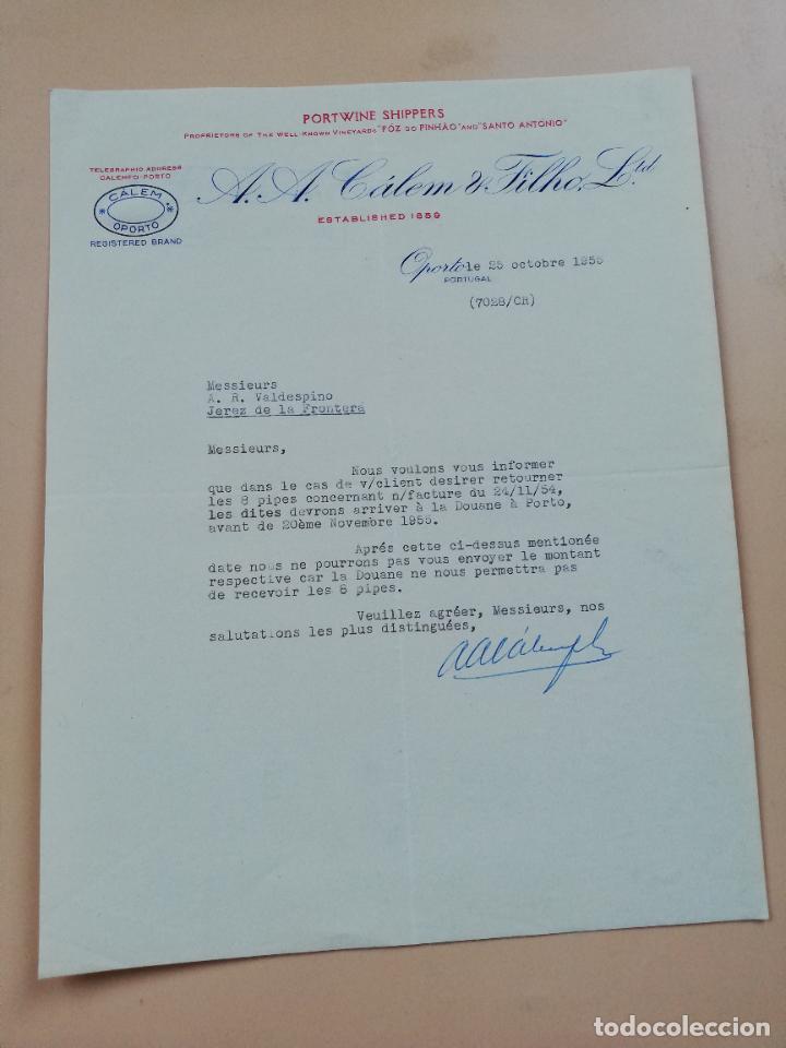 Cartas comerciais: CARTA COMERCIAL. PORTWINE SHIPPERS. A. A. CALEM & FILHO LTD. OPORTO, PORTUGAL. 1955.